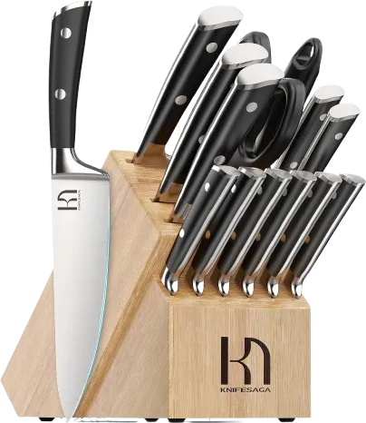 15 Piece High Carbon Stainless Steel Knife Block Set